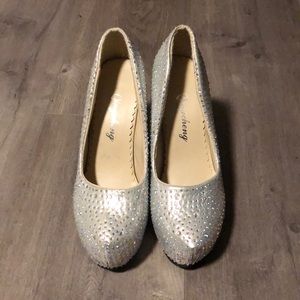 SILVER RHINESTONE HEELS